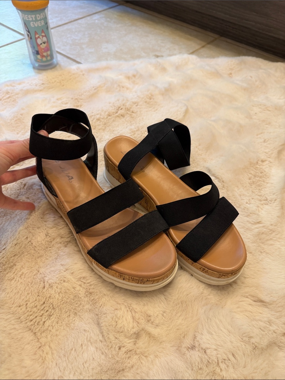 Soda Black Strappy Platform Sandals